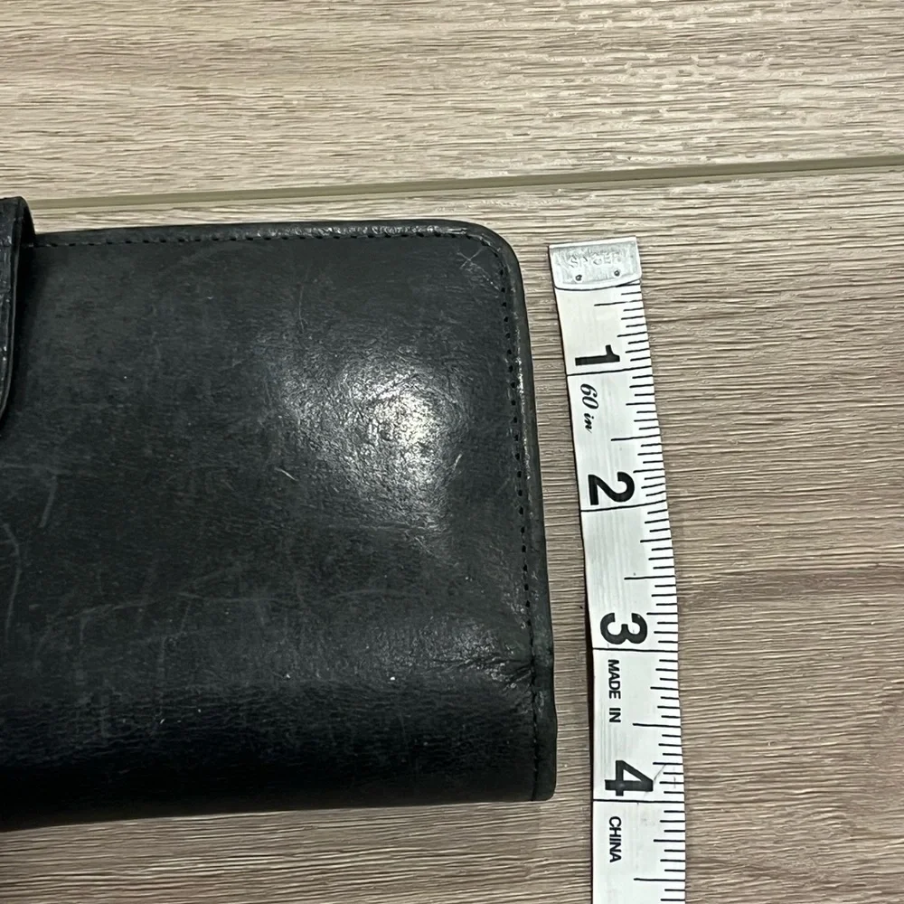 VTG Coach Black Leather Long Bifold Kiss Lock Continental Wallet Coin Checkbook